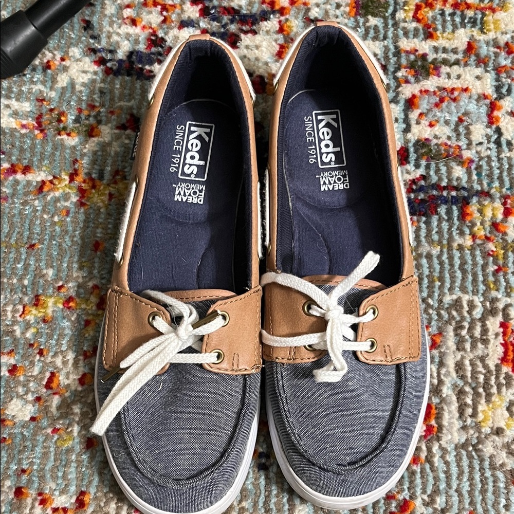 Keds Navy and Tan boat shoes
